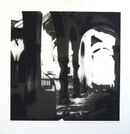 Litografía Equipo Realidad - Interior de la Iglesia de Espejo (Cordoba) en septiembre de 1937