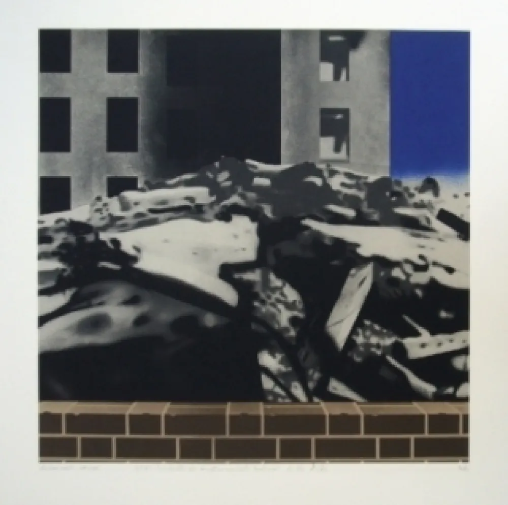 Litografía Equipo Realidad - PAISAJE-Vista de la Ciudad Unversitaria de Madrid en 1937