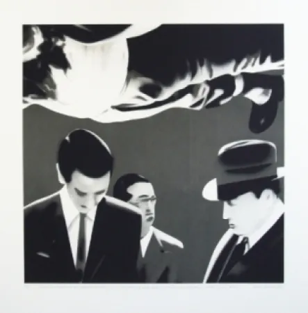 Litografía Equipo Realidad - Reconocimiento del cadaver de Calvo Sotelo por el juez de guardia y el medico forense en el cementerio de la Almudena de Madrid en julio de 1936.