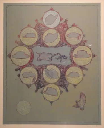 Litografía Ernst - Le singe poursuivi par un éléphant pour un vol de chapeau