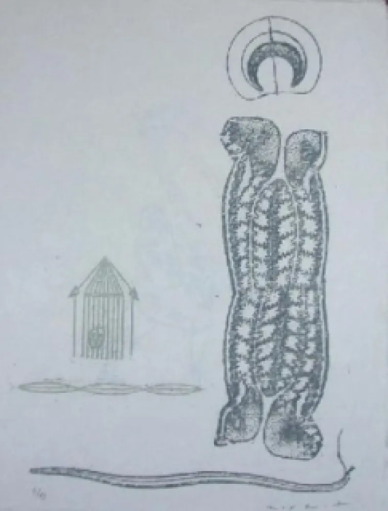 Linograbado Ernst - Lewis Caroll's Wunderhorn