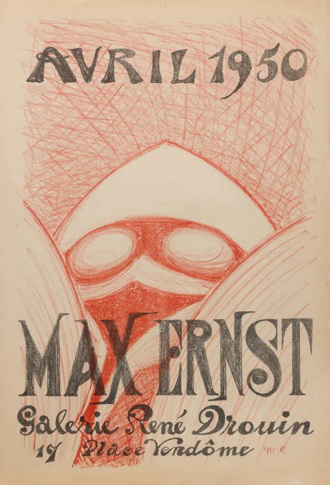 Litografía Ernst - MASQUE. [Affiche pour une exposition à la galerie René Drouin]