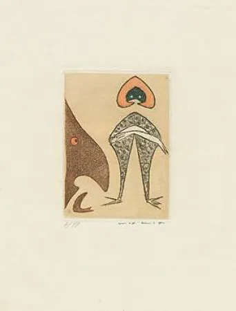 Aguatinta Ernst - Ohne Titel bzw. Le chapeau rouge,