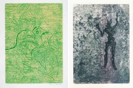 Aguafuerte Y Aguatinta Ernst - PAROLES PEINTES (1959) 2 GRAVURES ORIGINALES DE MAX ERNST (10 gravures originales de Max Ernst, Jacques Hérold, Wifredo Lam, Sébastian Matta et DorotheaTanning. Poèmes d’Alain Bosquet).