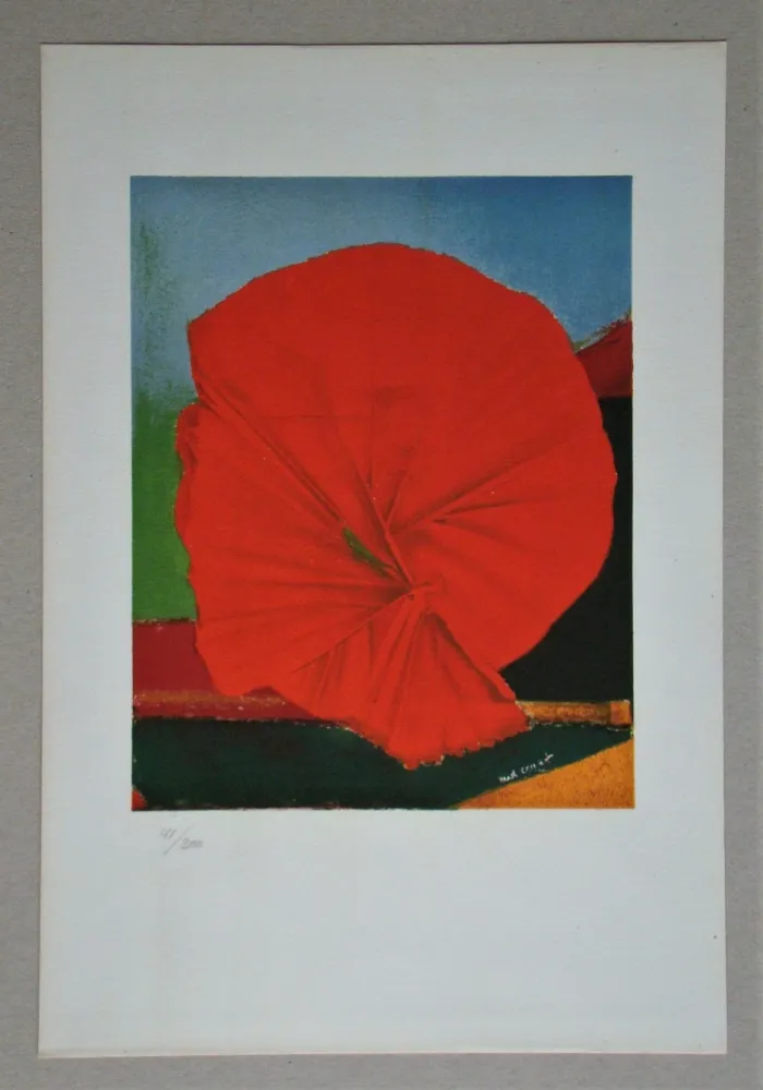 Litografía Ernst - Rote Blume, 1960