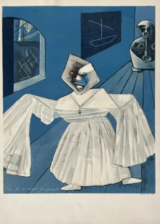 Litografía Ernst - Sign for a School for Pirates 