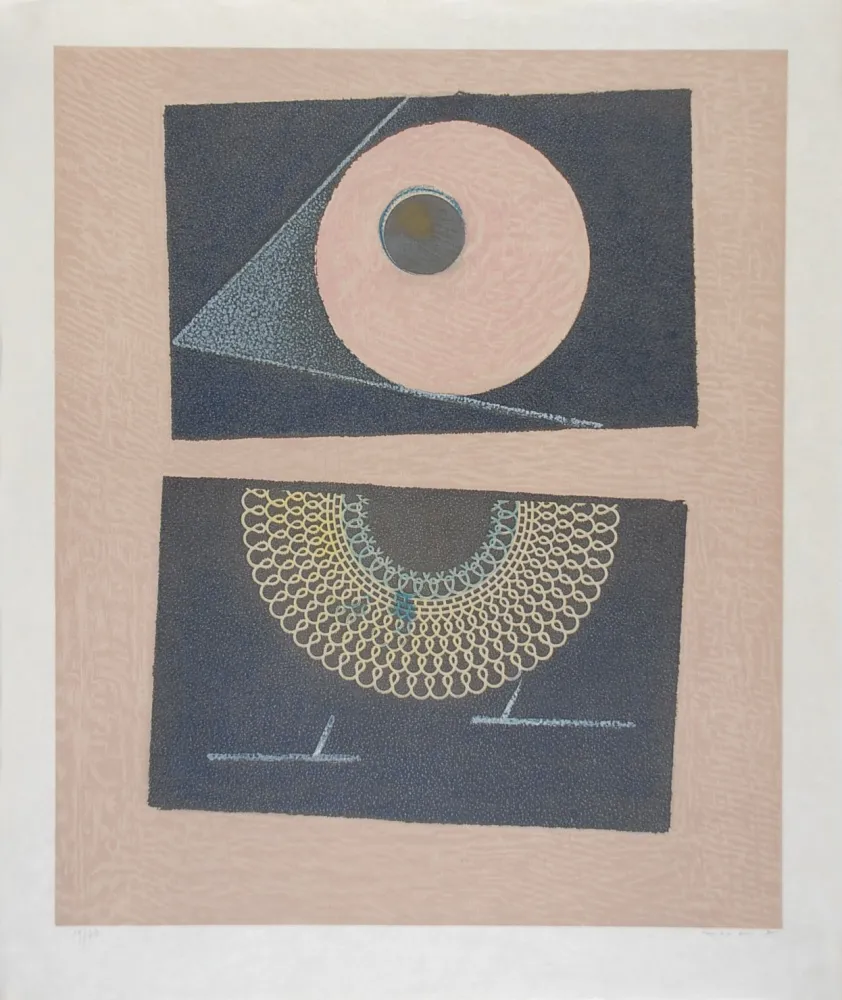 Litografía Ernst - Veilleuse au seuil de nos terrassements