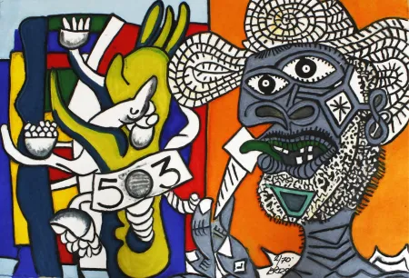 Grabado Erro - HOMMAGE A PICASSO ET FERNAND LEGER