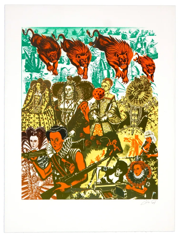 Litografía Erro - La reine Elizabeth