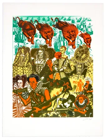 Litografía Erro - La reine Elizabeth