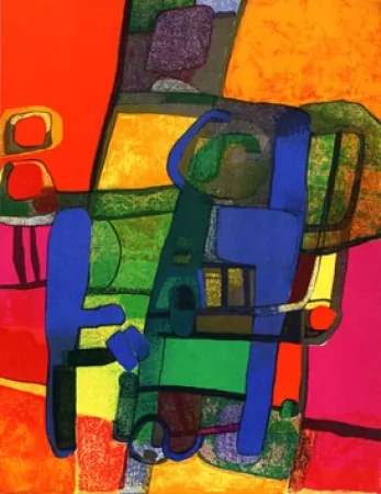 Litografía Esteve - Composition rouge