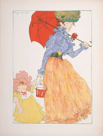 Litografía Evenepoel - Au Square, 1897