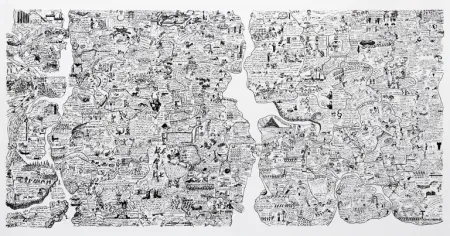 Serigrafía Fahlström - Sketch for World Map from the Peace Portfolio