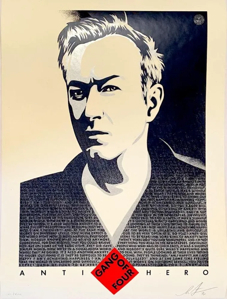 Serigrafía Fairey - Andy Gill Anti-Hero US