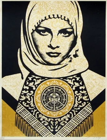 Serigrafía Fairey - Arab Woman (Gold)