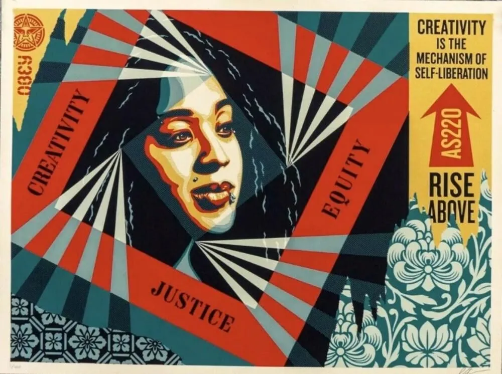Serigrafía Fairey - Creativity, Equity, Justice