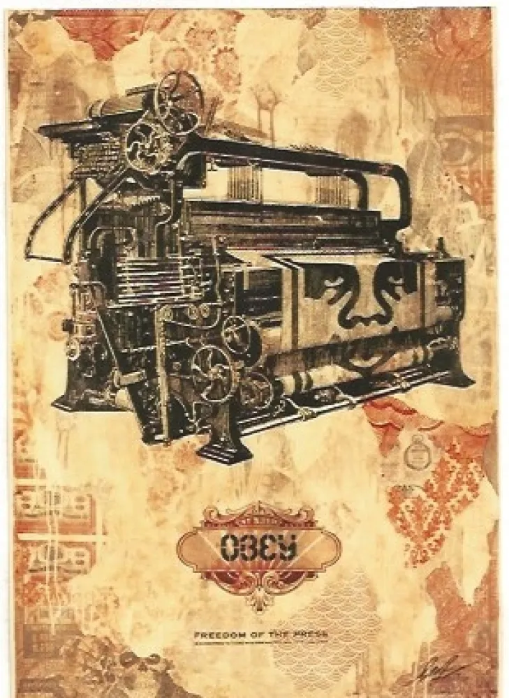 Grabado Fairey - Freedom of the press