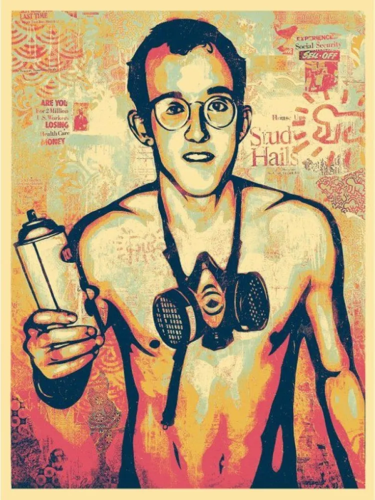 Serigrafía Fairey - Keith Haring Canvas Print (Green)