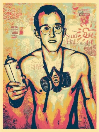 Serigrafía Fairey - Keith Haring Canvas Print (Green)