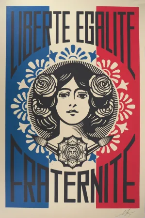 Serigrafía Fairey - Liberté, Egalité, Fraternité