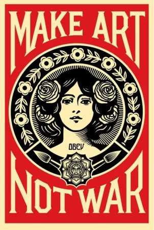 Litografía Fairey - Make Art Not War