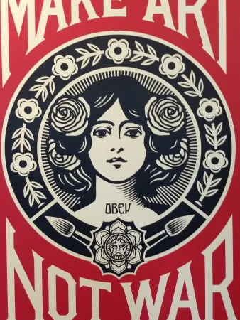 Litografía Fairey - Make Art Not War