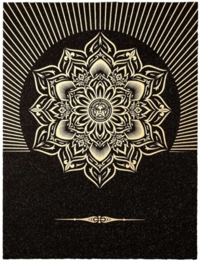Serigrafía Fairey - Obey Lotus Diamond (Black / Gold)