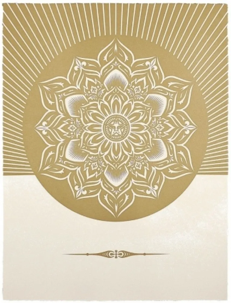 Serigrafía Fairey - Obey Lotus Diamond (White / Gold)