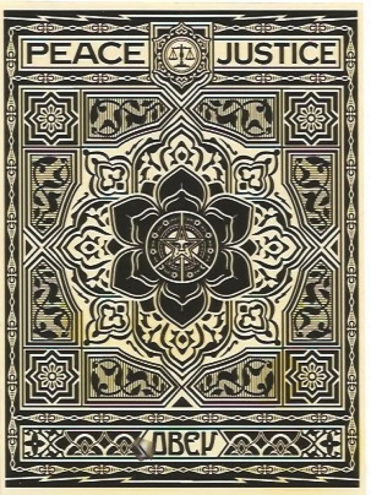 Serigrafía Fairey - Peace and Justice Ornament (Black)