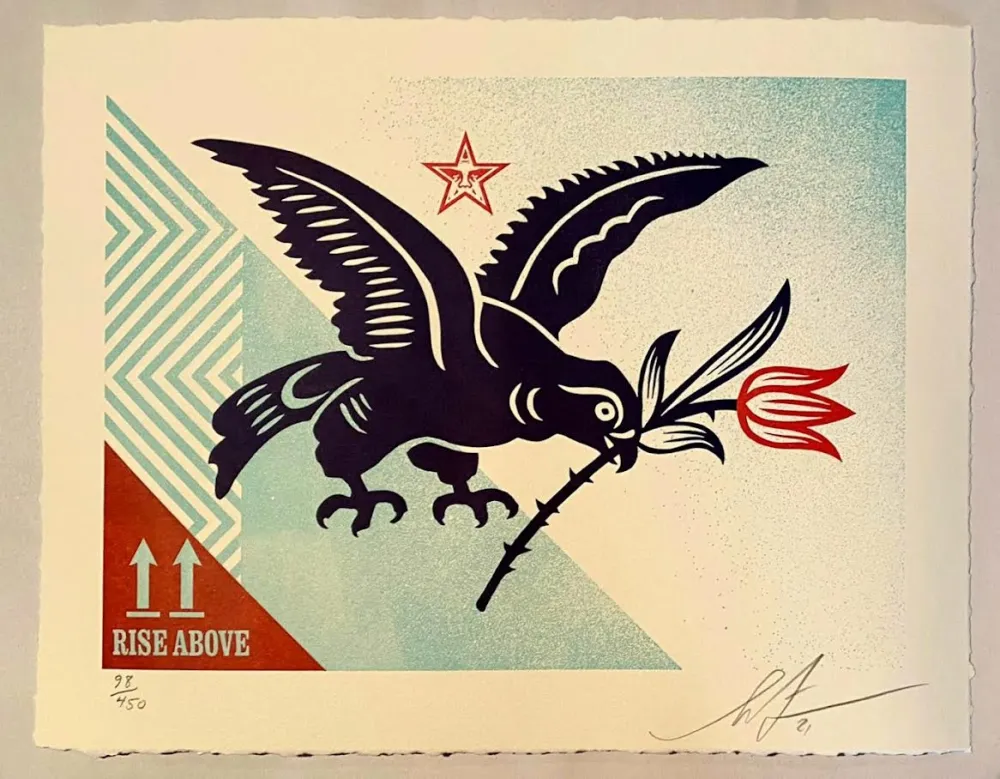 Grabado Fairey - Rise Above Bird