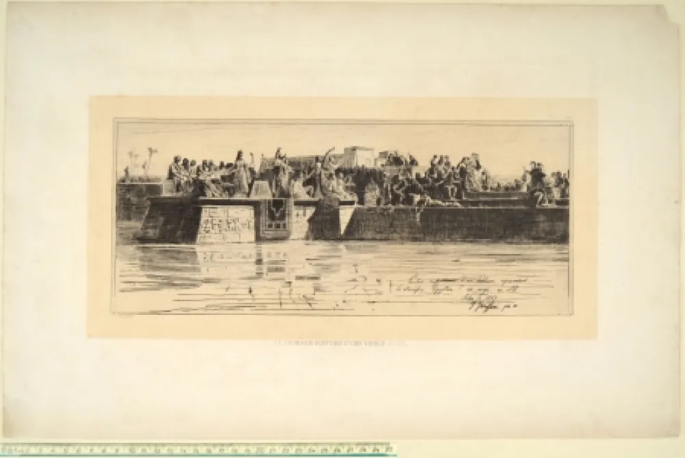 Punta Seca Faruffini - LE SACRIFICE EGYPTIEN D'UNE VIERGE AU NIL