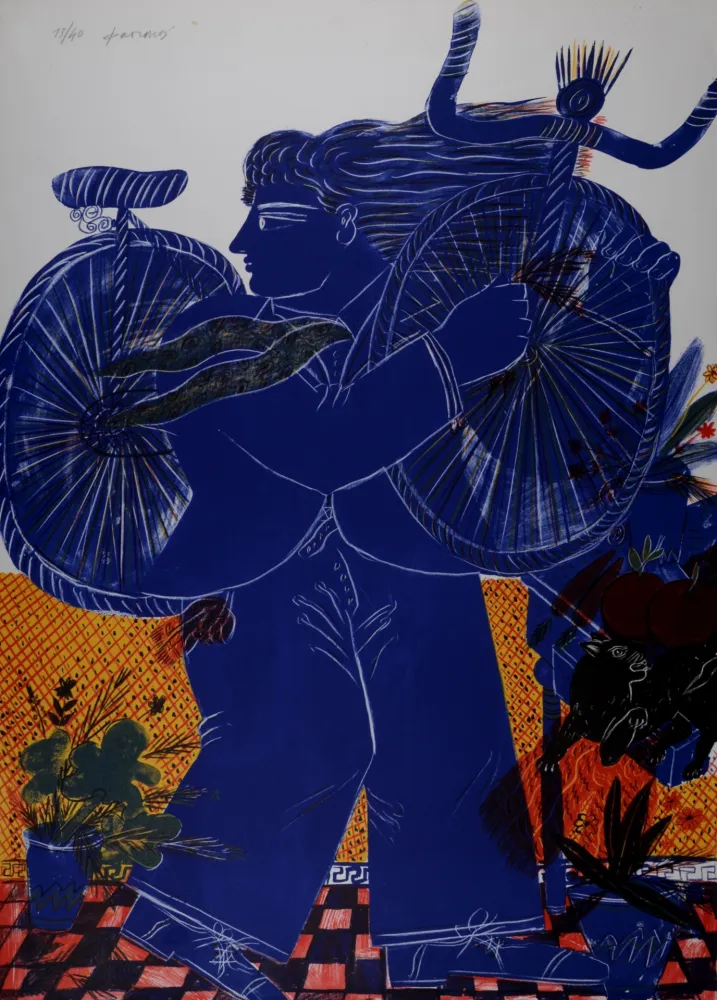 Litografía Fassianos - Le Chat surpris