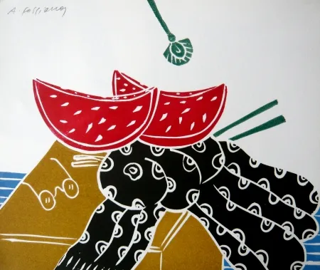 Linograbado Fassianos - Nature morte