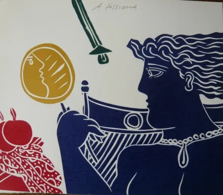 Talla En Madera Fassianos - Personnage bleu