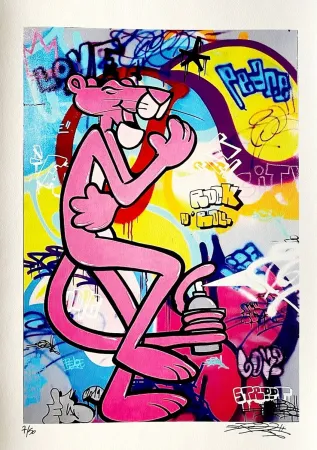 Litografía Fat - Pink Panther Rock & Roll