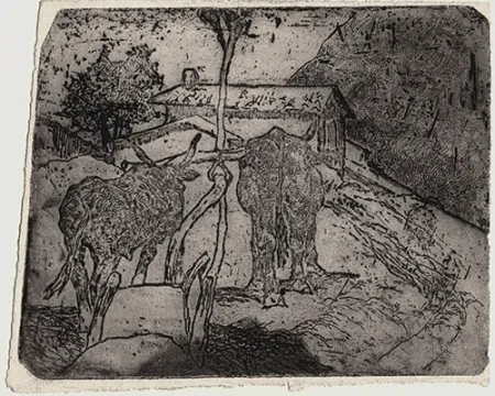 Aguafuerte Fattori - BOVI AGGIOGATI