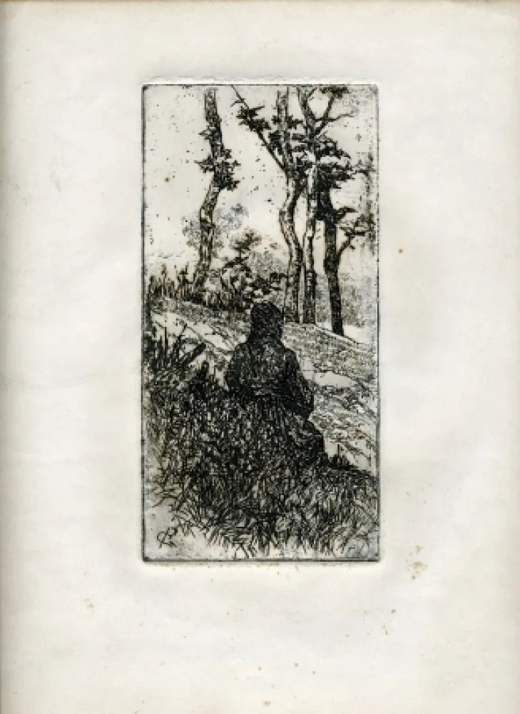 Grabado Fattori - CONTADINA TOSCANA SEDUTA (Tuscan Peasant Woman Sitting) 