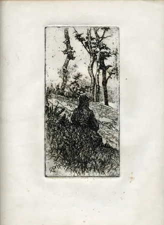 Grabado Fattori - CONTADINA TOSCANA SEDUTA (Tuscan Peasant Woman Sitting) 