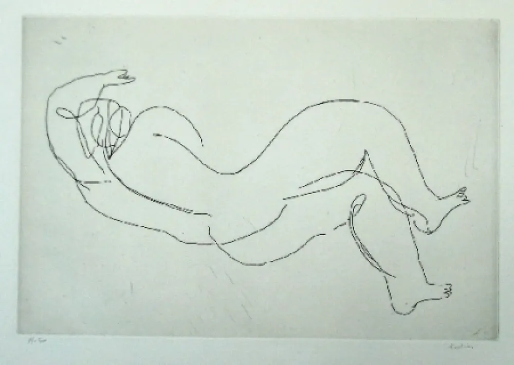 Aguafuerte Fautrier - Nu couché III