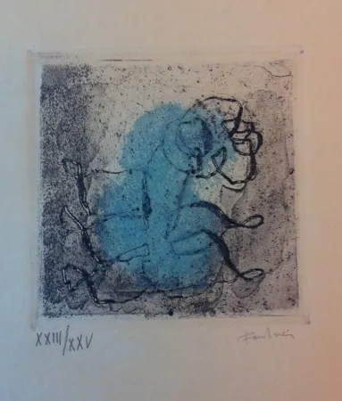 Aguafuerte Y Aguatinta Fautrier - Petit paysage vert et violet