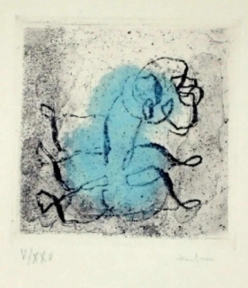 Aguafuerte Y Aguatinta Fautrier - Petit paysage vert et violet