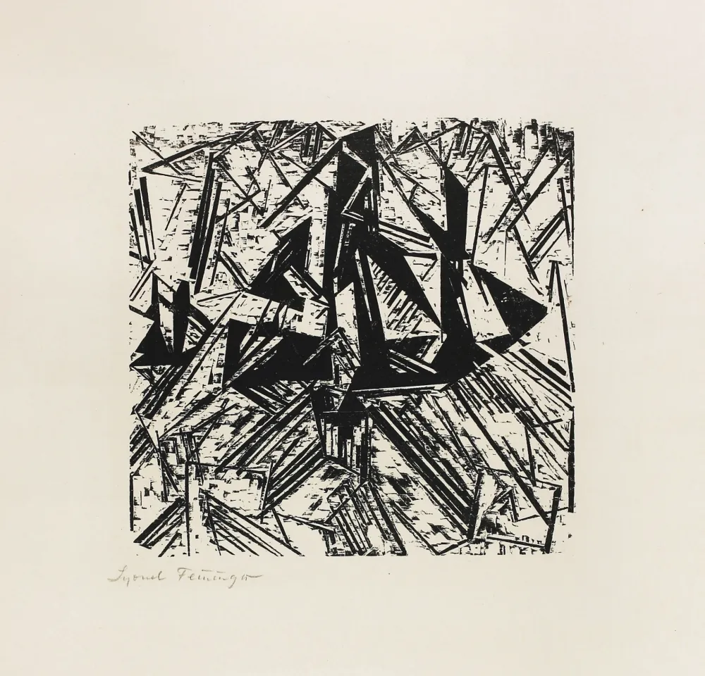 Grabado En Madera Feininger - Barke und Brigg auf See (Segler)