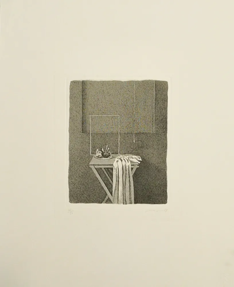 Aguafuerte Ferroni - Interno con corda appesa