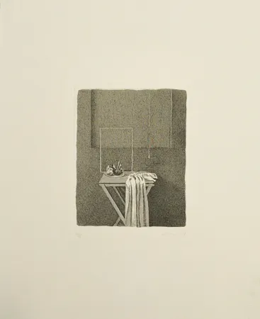 Aguafuerte Ferroni - Interno con corda appesa