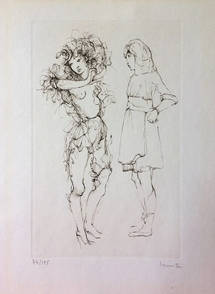 Aguafuerte Fini - Deux personnages. Eau-forte. Signé.