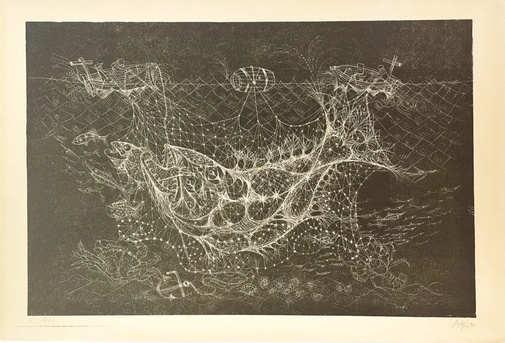 Litografía Fischer - La pêche au filet