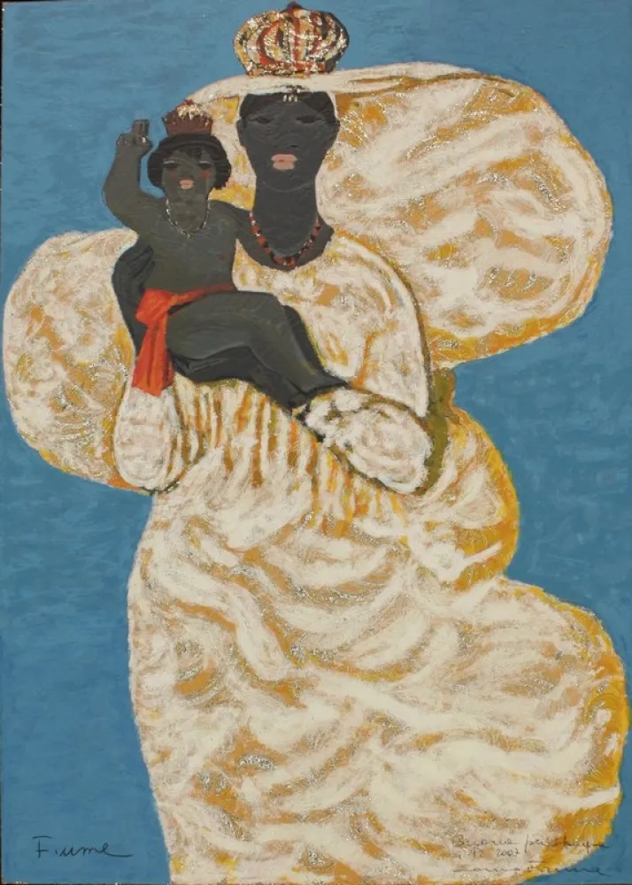 Serigrafía Fiume - MADONNA NERA CON BAMBINO