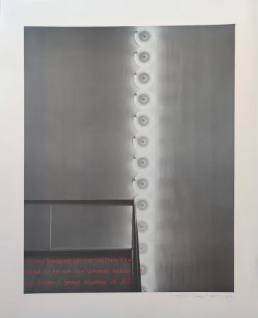 Serigrafía Flavin - “cornered fl uorescent light from Dan Flavin in the institute for the Arts, Rice University,  Houston, from October 5 through November 26, 1972