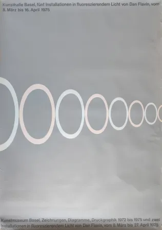 Serigrafía Flavin -  Kunsthalle Basel, fünf Installationen in fluoreszierendem Licht von Dan Flavin. 8. März bis 16. April 1975. 