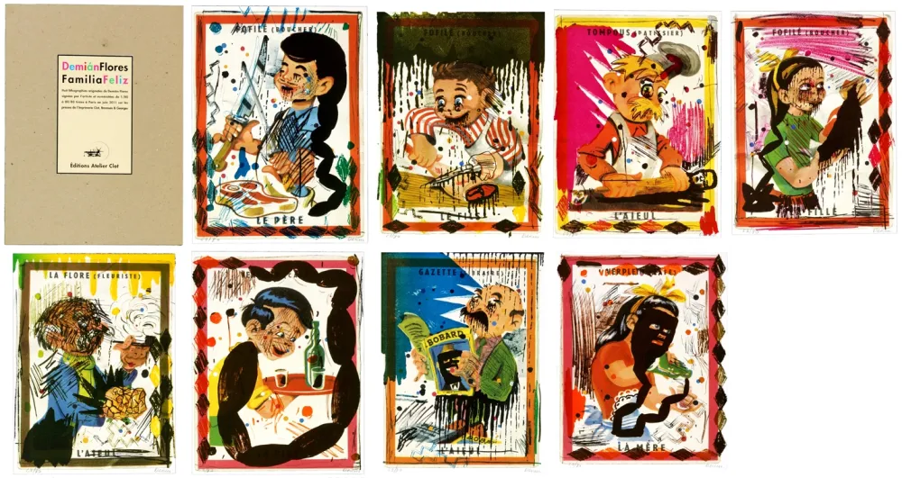 Litografía Flores - Familia feliz (complete portoflio)